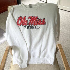 Ole Miss Rebels White Crew Neck Sweatshirt XL NWOT